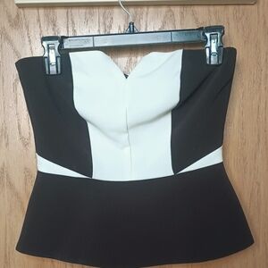 Retro Black and White Strapless lined Top by H&M